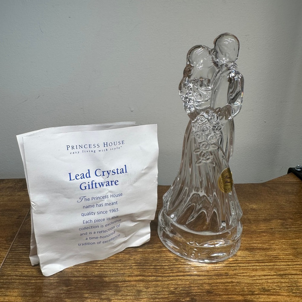 Princess House Lead Crystal Bride and Groom Figurine Germany Wedding Decor Clear